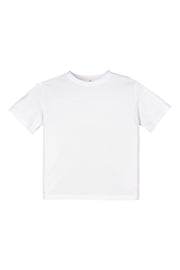Plain white short-sleeve crew neck t-shirt displayed on a white background.