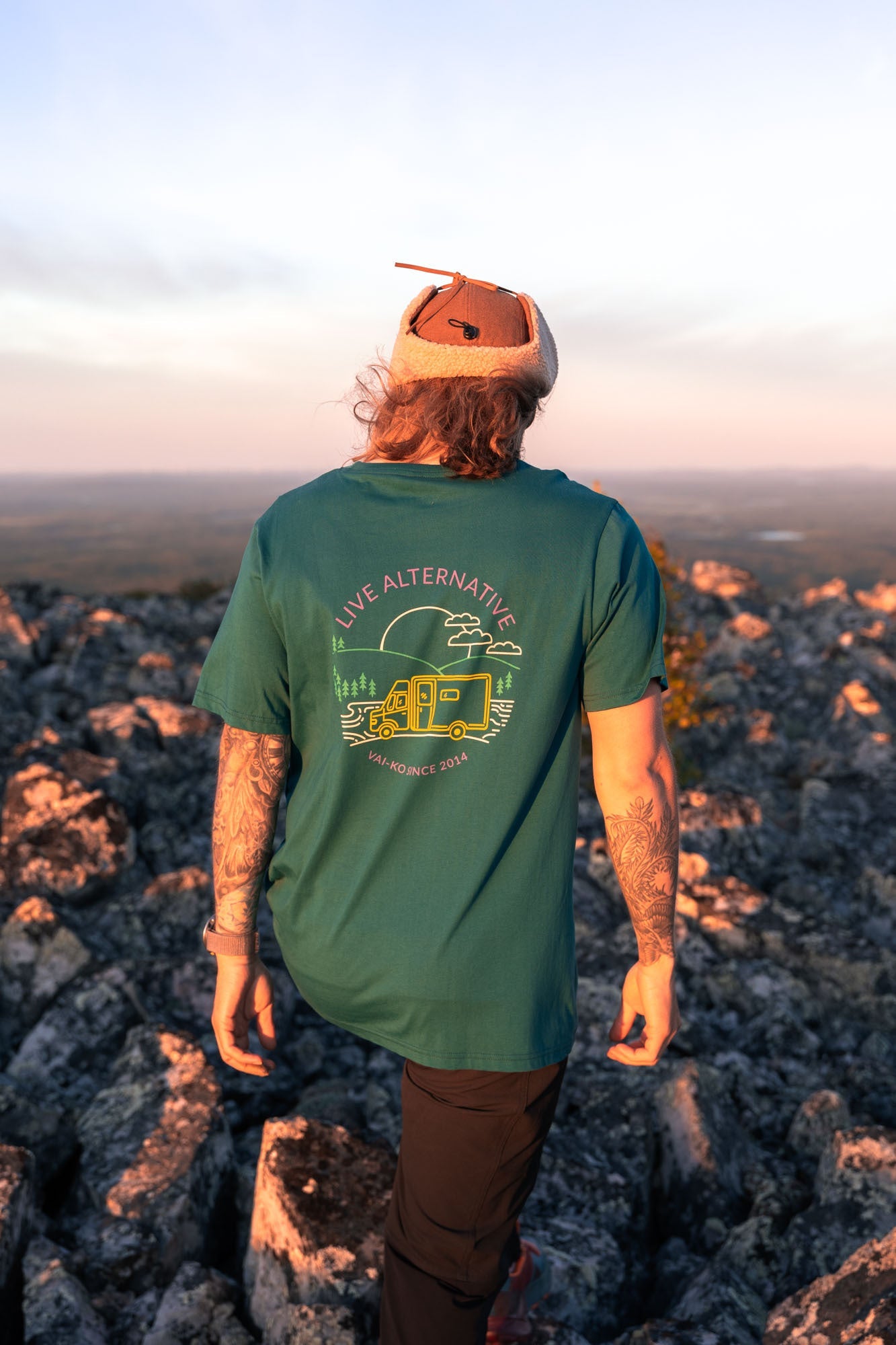 Organic Cotton 10 Years on the Road Men's T - shirt, Deep Teal - VAI - KOShirts & Tops